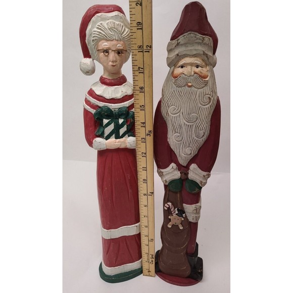20" Wood Santa & Mrs Claus Pier 1 Christmas - Picture 3 of 9